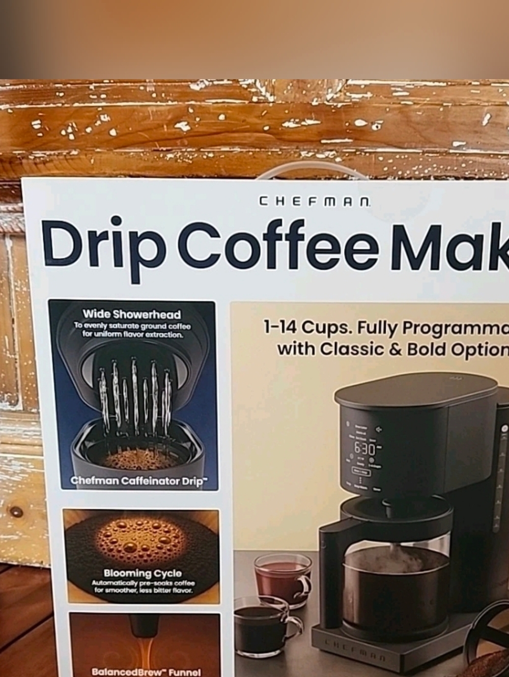 Chefman Black Drip Coffee Maker - Programmable 14-Cup